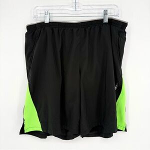 Brooks Equilibrium Running Shorts Men’s Large Black Green Pockets Reflective